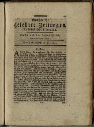Sechs und dreisigstes Stück, den 10ten Sept. 1791.