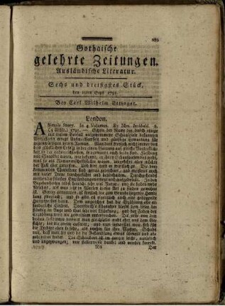 Sechs und dreisigstes Stück, den 10ten Sept. 1791.