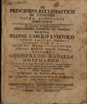 De Principibvs Ecclesiasticis In Comitiis Plvra Svffragia Habentibvs