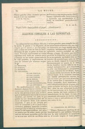 Algunos consejos a las señoritas. : Introducción.
