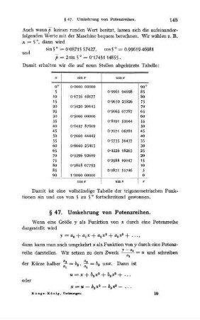§ 47. Umkehrung von Potenzreihen.