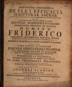 Dispvtatio theologica De vi et efficacia Scriptvrae Sacrae