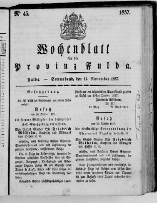 Nr. 45, Ausgabe vom 11. November 1837