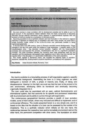 An urban evolution model applied to Romania's towns