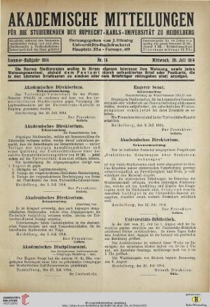 Nr. 14 (29. Juli 1914)