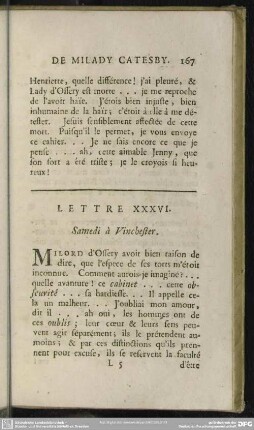 Lettre XXXVI. Samedi à Vinchester