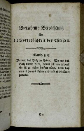Vierzehente Betrachtung über die Vortreflichkeit des Christen.