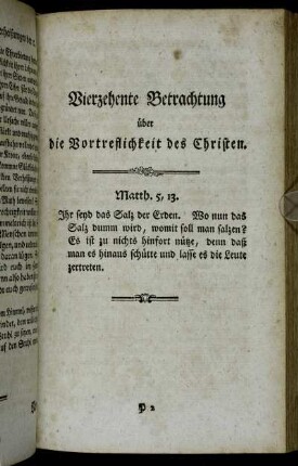 Vierzehente Betrachtung über die Vortreflichkeit des Christen.