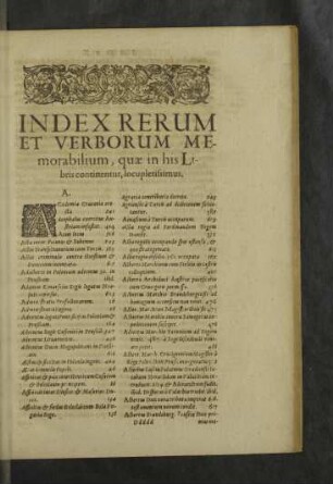 Index rerum et verborum memorabilium
