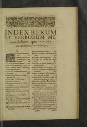 Index rerum et verborum memorabilium