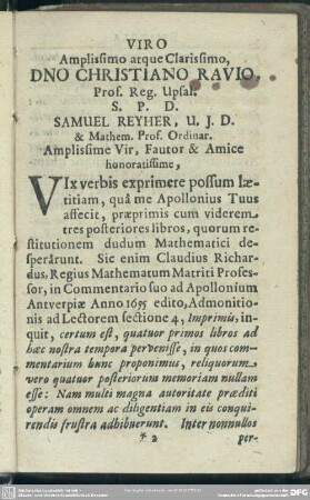 [Epistola D. Sam. Reyheri]