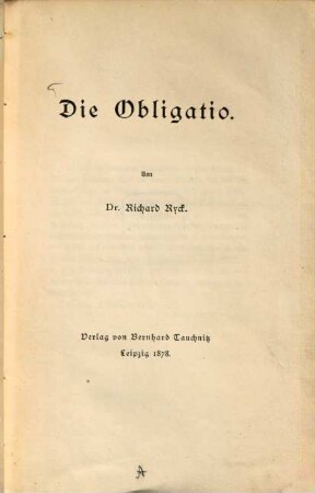 Die Obligatio