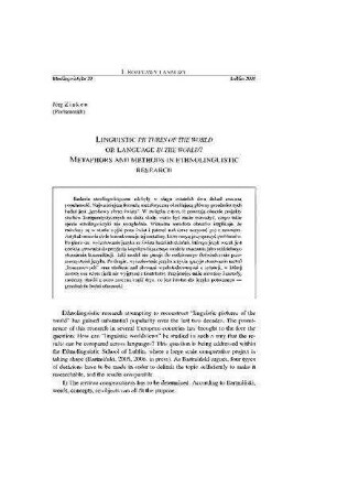 Linguistic pictures of the world or language in the world? Metaphors and methods in ethnolinguistic research