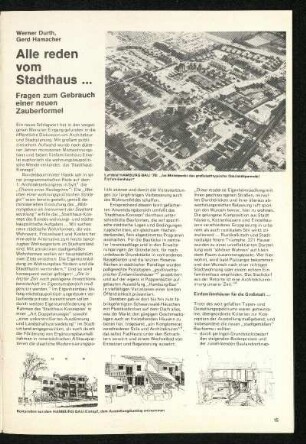 Alle reden vom Stadthaus ...
