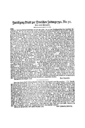 Intelligenz-Blatt zur Deutschen Zeitung 1790. No. 32