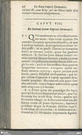 Caput VIII. De Ratione Status Imperii Germanici