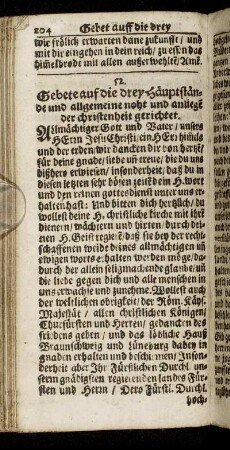 Gebete auf die drey Hauptstände und allgemeine noht und anliegen der christenheit gerichtet.
