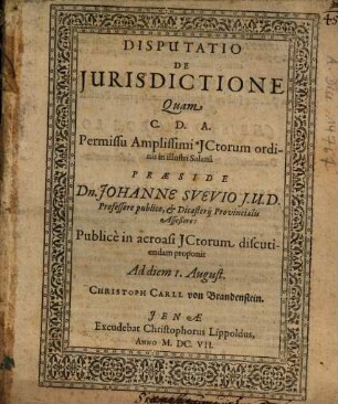 Disputatio De Iurisdictione