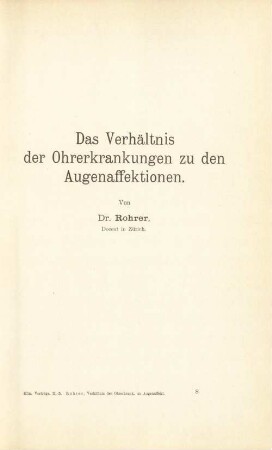 Das Verhältnis der Ohrerkrankungen zu den Augenaffektionen