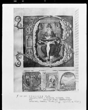 Missale — Bildseite mit vier Miniaturen