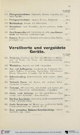 Versilberte und vergoldete Geräte (Nr. 382-406)
