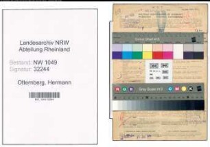 Entnazifizierung Hermann Otternberg , geb. 22.11.1902 (Postbeamter)