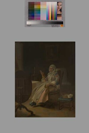 Junge Frau in der Wohnstube / Interieur mit einer lesenden dame