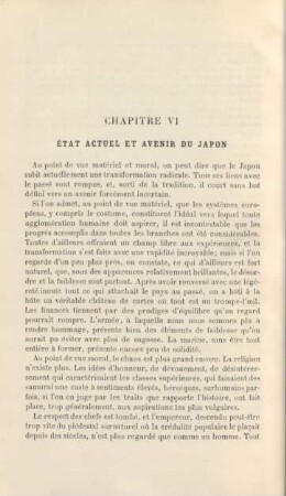 Chapitre VI. État actuel et avenir du Japon