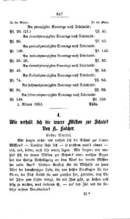 Wie verhält sich die innere Mission zur Schule?