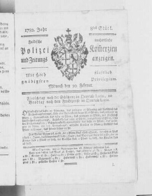 8tes Stück., Ausgabe vom 20. Februar 1782