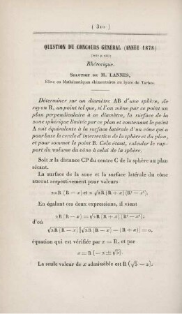 Question du concours général (année 1878).