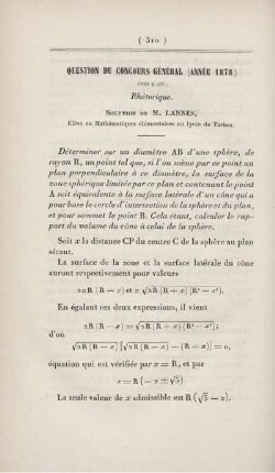 Question du concours général (année 1878).
