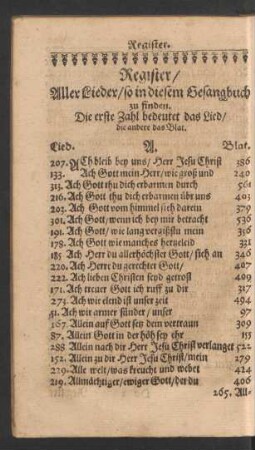 Register/ Aller Lieder/ so in diesem Gesangbuch zu finden ...