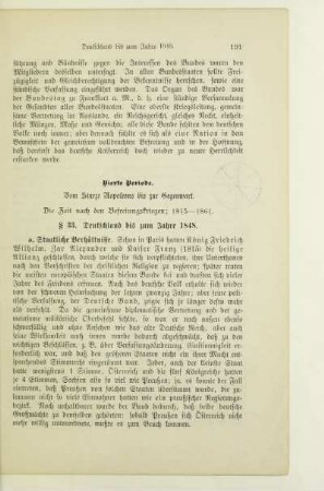 Vierte Periode. Vom Sturze Napoleons bis zur Gegenwart. Die Zeit nach den Befreiungskriegen; 1815-1861