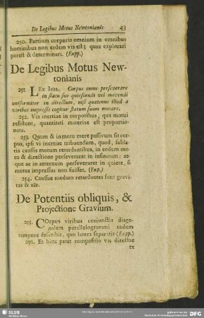 De Potentiis obliquis, & Projectione Gravium