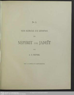 Neue Beiträge zur Kenntniss des Nephrit und Jadeït