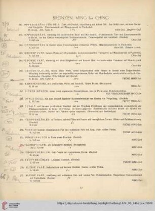 Bronzen: Ming bis Ching (Nr. 260-321)