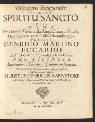 Disputatio Inauguralis De Spiritu Sancto