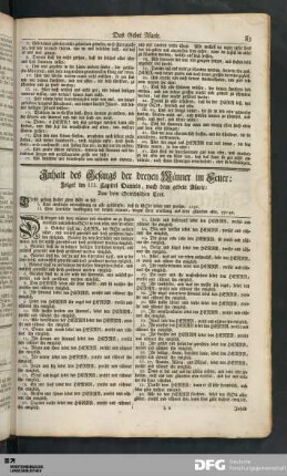 Inhalt des Gesang der dreyen Männer im Feuer [...].
