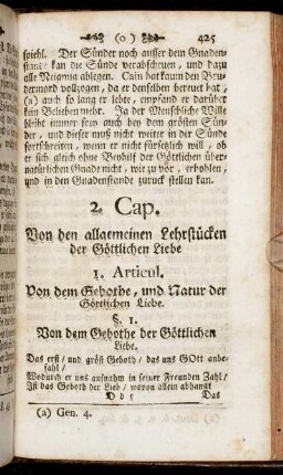 1. Articul. Von dem Gebothe, und Natur der Göttlichen Liebe.