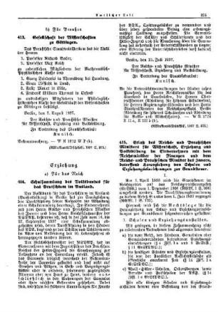 Gesellschaft der Wissenschaften zu Göttingen : [Wissenschaft] ; [Für Preußen] ; [Amtliche Erlasse] ; [Amtlicher Teil]