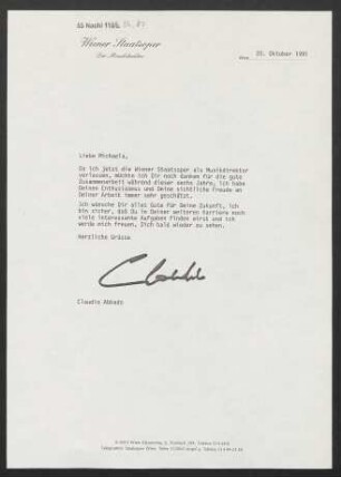 Brief an Unbekannt, 20.10.1991