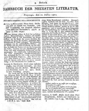 Leipzig, b. Gräff: Reisen durch einen Theil Deutschlands , Italiens und Frankreichs in den Jahren 1798 u. 99, von Ernst Moritz Arndt. Erster Theil. --- Auch unter dem Titel: Bruchstücke aus einer Reise von Baireuth bis Wien im Sommer 1798. 397 S. Zweyter Th. --- Auch unter dem Titel: Bruchstücke aus einer Reife durch einen Theil Italiens im Herbst und Winter 1798 u. 99. Erster Th. 370 S. 8. 1801.