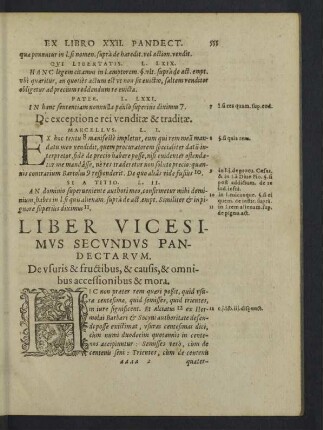 Liber vicesimus secundus Pandectarum. De usuris & fructibus, & causis, ...