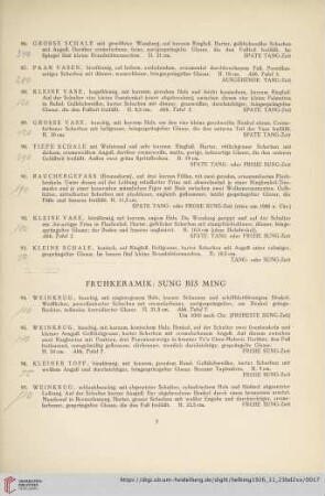 Frühkeramik: Sung bis Ming (Nr. 94-275)