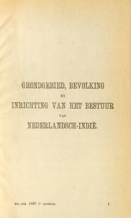 Grondgebied, Bevolking en Inrichting van het Bestuur von Nederlandsch-Indie