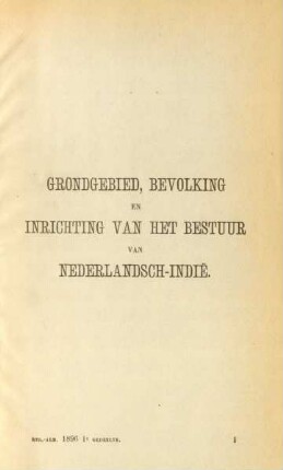 Grondgebied, Bevolking en Inrichting van het Bestuur von Nederlandsch-Indie
