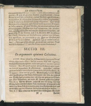 Sectio III. De argumentis optionis Calixtinae.