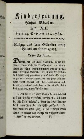 Nro. XIII. vom 24. September 1781