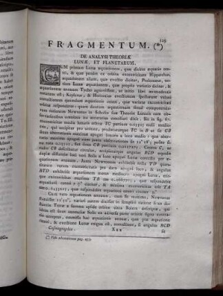 Fragmentum. De Analysi Theoriae Lunae, Et Planetarium.